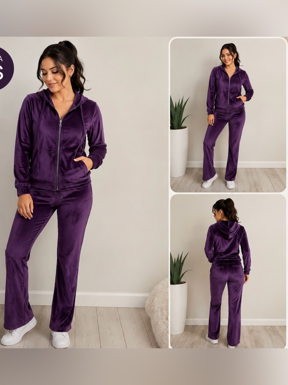 Cable & Gauge Sport Velour Tracksuit Set XS Purple